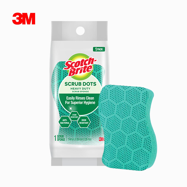 SCOTCH-BRITE™ Miếng cọ rửa hạt mài nổi có mút siêu sạch, 1 miếng/gói